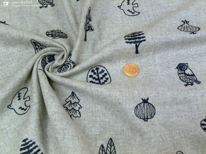 コットンビエラ起毛刺繍】Owl Forest＊オウルフォレスト
