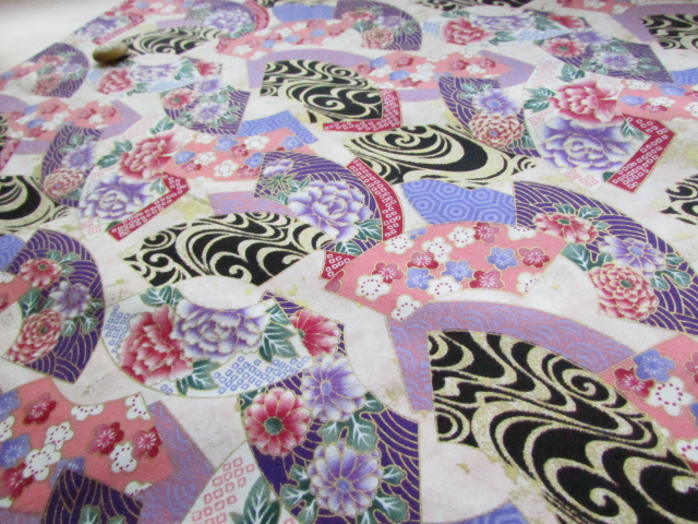 コットン シーチングプリント 花扇 布地のマツケ２ｎｄ