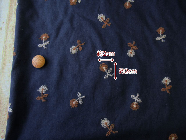 コットン ローン 】 プチフラワー 【 刺繍ファブリック 】