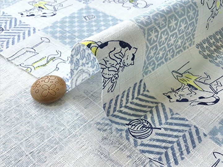 コットン ドビークロス】 鳥獣戯画 ～ソーイング～ ◇しかく◇