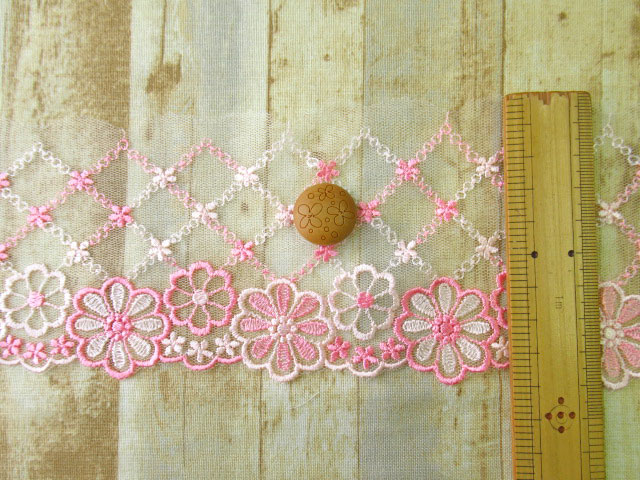 チュールレース一覧 R-9 現品処分！ 〈縫製工場放出品〉 約8cm幅 『チュールレース