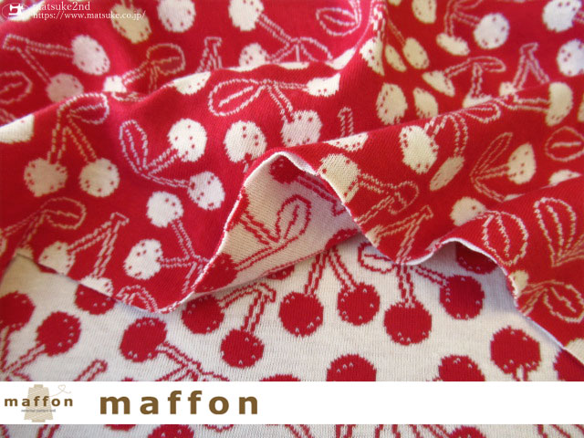 maffon (マフォン) 】 約75cm幅 リバーシブルジャガード接結ニット