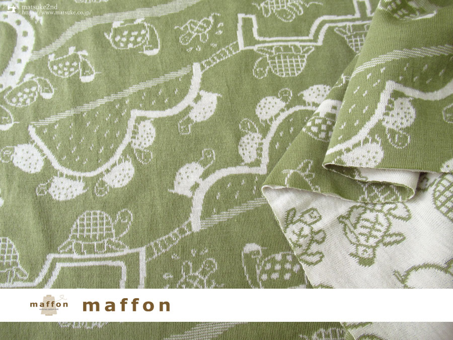 maffon (マフォン) 】 約75cm幅 リバーシブルジャガード接結ニット