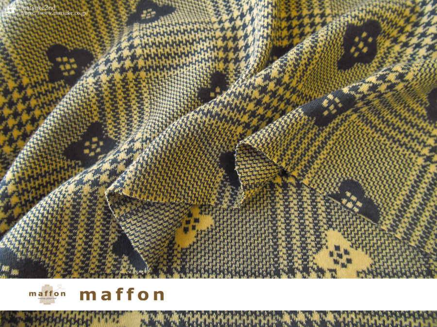 maffon (マフォン) 】 約75cm幅 リバーシブルジャガード接結ニット