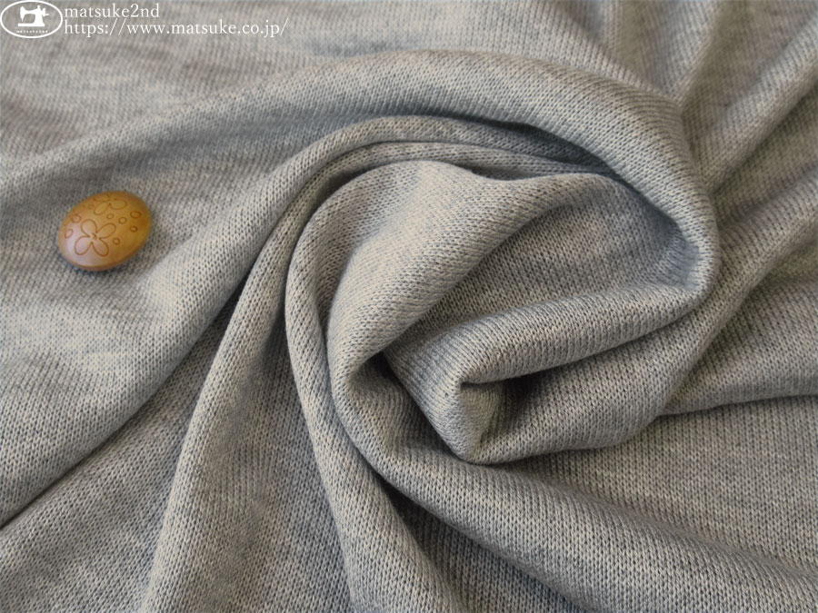 デッドストック反】 リネンタッチソフト天竺ニット 杢グレー
