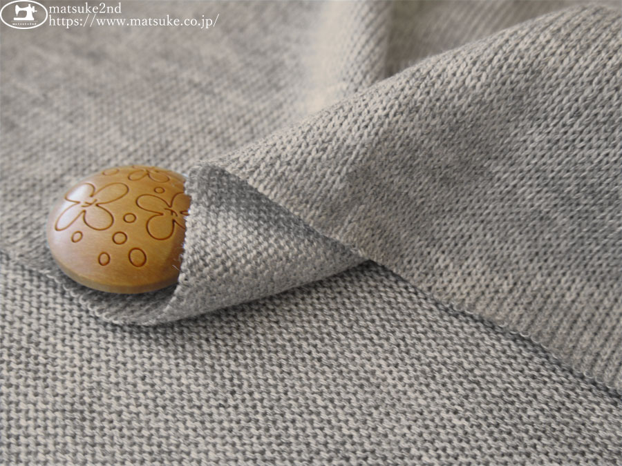 デッドストック反】 リネンタッチソフト天竺ニット 杢グレー