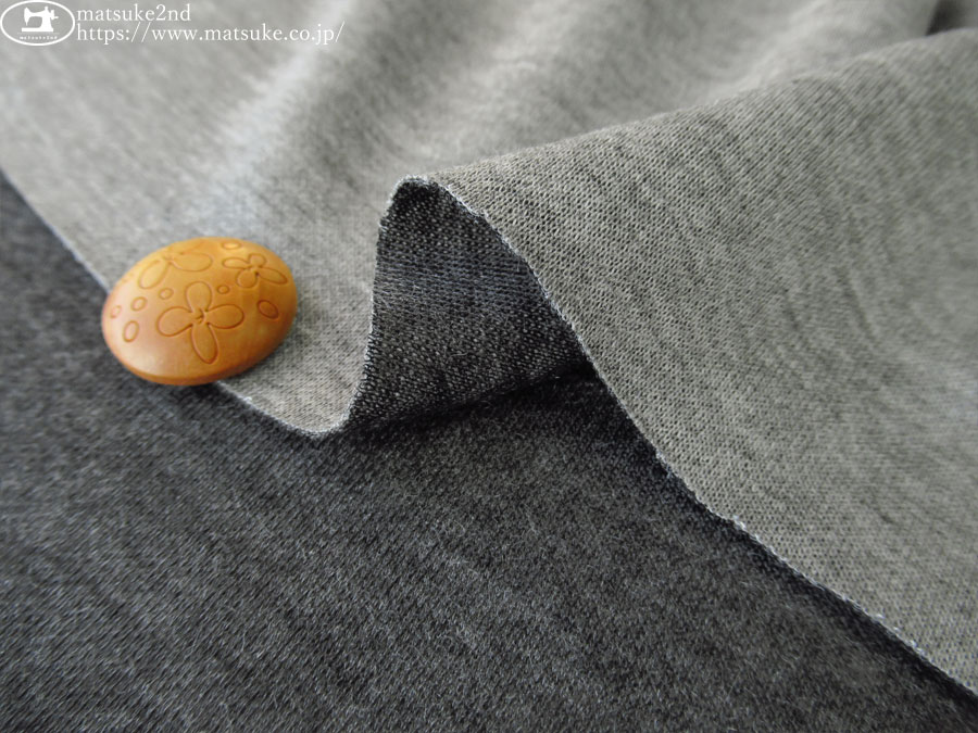 デッドストック反】 やわらかダブルフェイスニット 杢グレー×杢チャコール