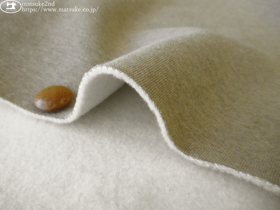 サンドベージュの裏毛ニット デッドストック反】 裏毛裏起毛ニット 杢サンドベージュ