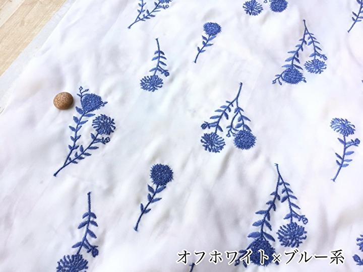 撥水ナイロンオックスプリント】 刺繍 *フラワーシャワー* 撥水ナイロンオックスプリント】 刺繍 *フラワーシャワー*