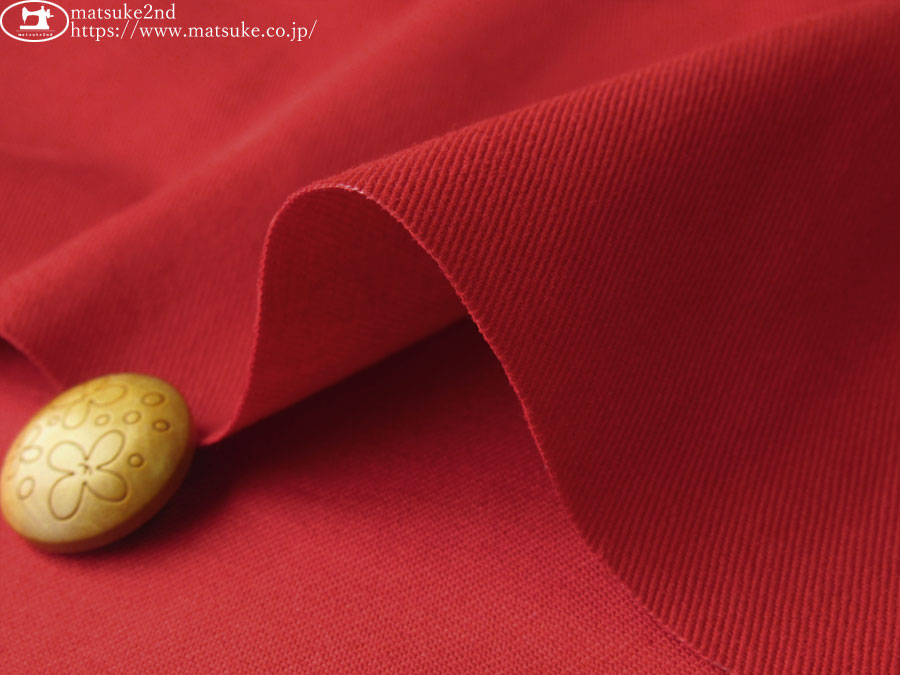 1m単位で販売】アパレル使用反！ 約108cm幅 左綾ツイル レッド