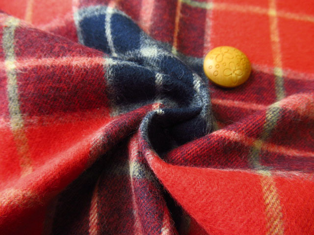 お買い得 表起毛 コットンネルチェック レッド ネイビー