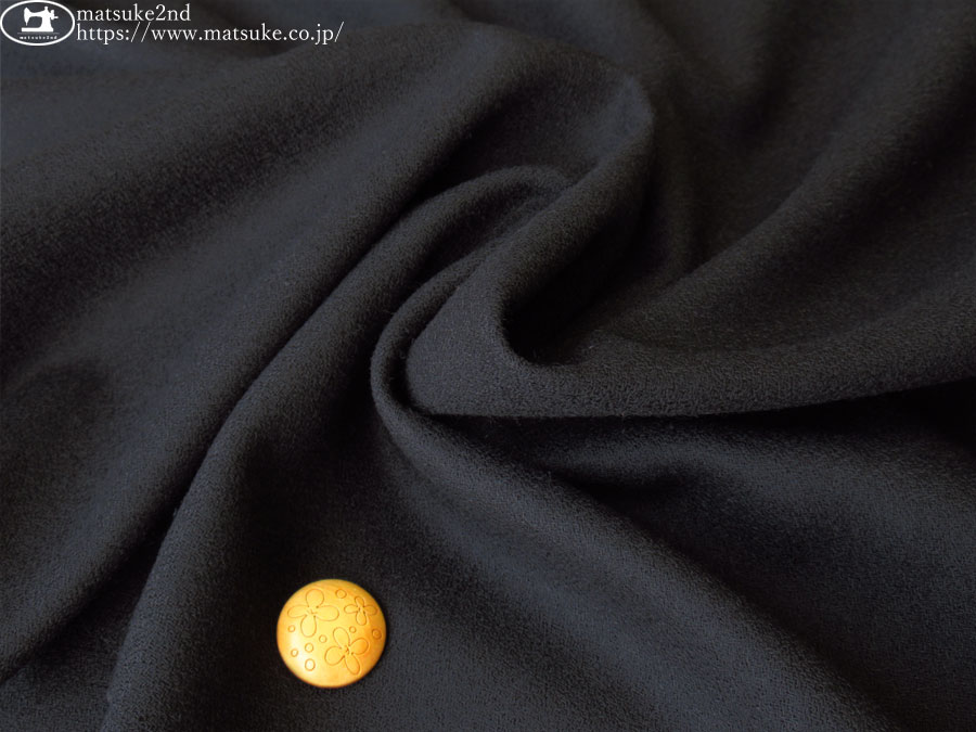アパレル使用反】 強撚ウールジョーゼット ブラック
